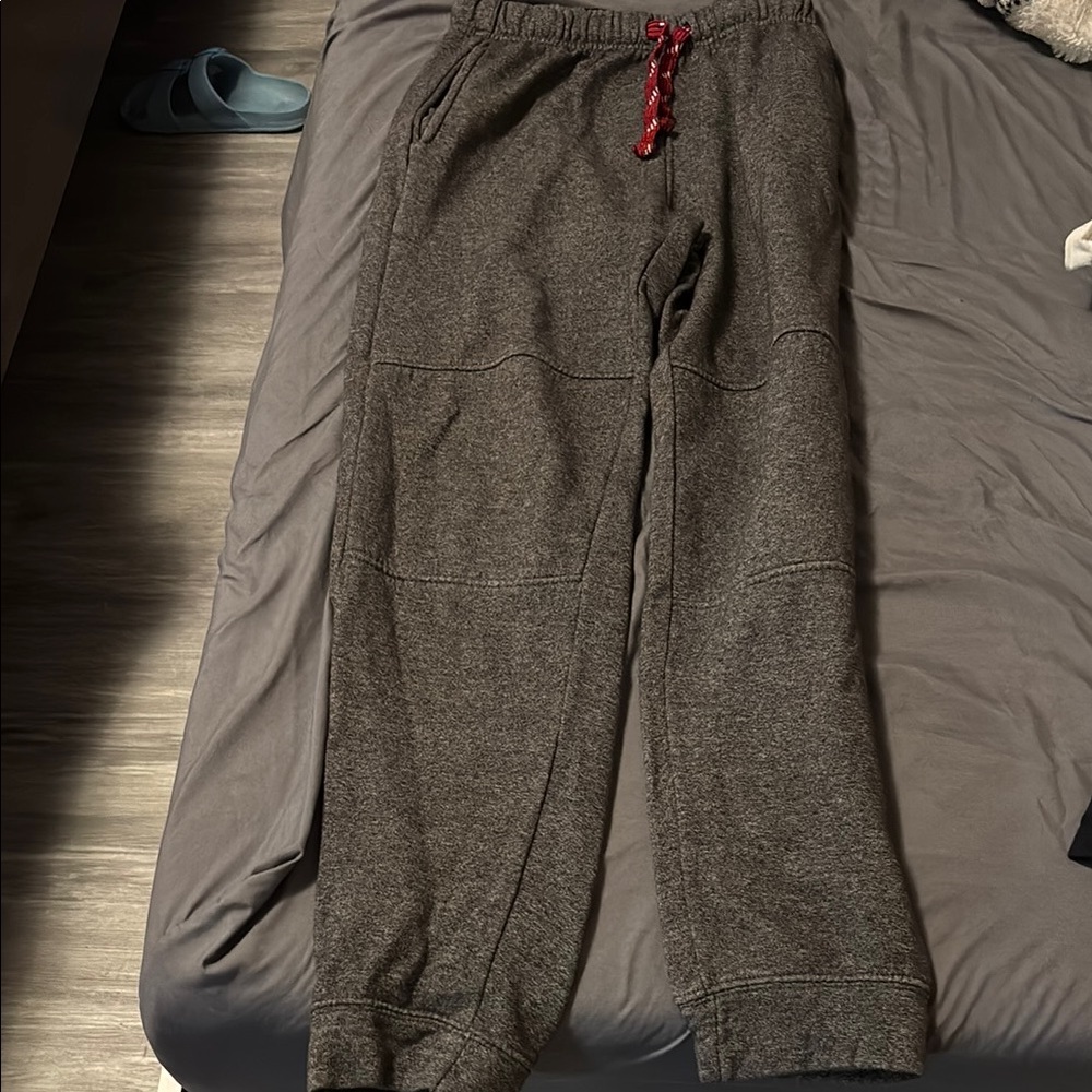 Men's Gray Sweatpants with Red Drawstring